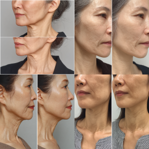 幹細胞治療症例写真:エクソソーム注入（幹細胞培養上清液）による首の横じわ改善